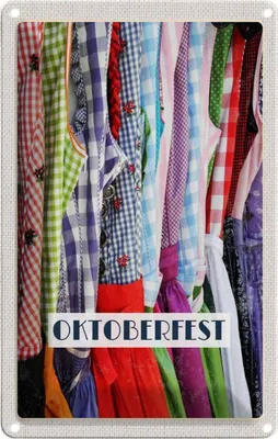 Produktbild von vianmo Blechschild 30x20 cm München Otoberfest Dirndl rot tanzen Abenteuer Reisen Urlaub