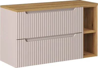 Produktbild von Waschtischunterschrank 100.4cm Riva mit 2 Schubladen, Kaschmir und Holzoptik
