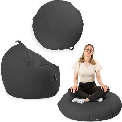 Produktbild von Sitzsack mit füllung 2 in 1 Sitzkissen Bean Bag Outdoor Indoor Wasserfest | Anthrazit 125cm