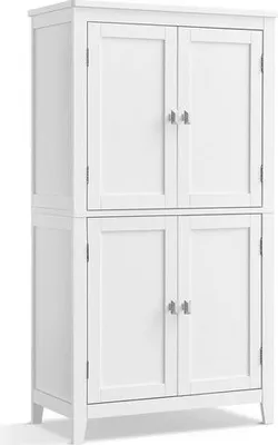 Produktbild von VASAGLE Badkommode Badezimmerschrank, mit 4 Türen, verstellbare Ablagen klassikweiß