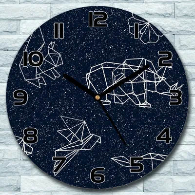 Produktbild von Wanduhr aus Glas Rund fi 30 Sternbild Tiere Quarz Deko Schlafzimmer Büro