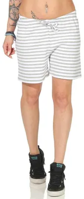 Produktbild von Damen Sommer Freizeit Shorts kurze Hose Hotpants locker; Grau-Weiß S