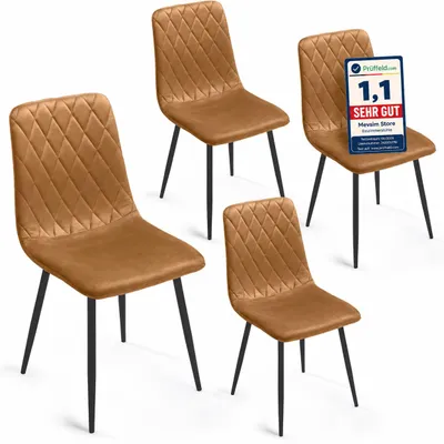 Produktbild von Lina® Elisia Esszimmerstuhl im modernen Design - Samt - Bequemer Stuhl für Ihr Esszimmer, hochwertiger Stoff, ergonomische Form - 4er Set - Ockergelb, KI-generiertes Bild