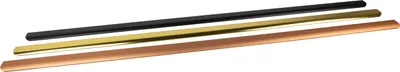 Three metal bars of different colors arranged diagonally on a white background.