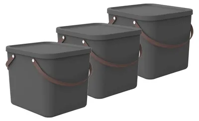 Produktbild von Rotho 3er-Set Aufbewahrungsbox 40L Albula - Kunststoffbox mit Deckel - Stapelbox 39,5 x 38,0 x 34,0 cm - Plastikbox Ordnungsbox Allzweckkiste