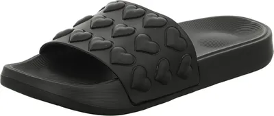 Produktbild von Sneakers Damen-Badepantolette Herz-Muster Schwarz, Farbe:schwarz, EU Größe:38