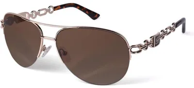 Produktbild von Sonnenbrille Damen Pilotenbrille Vintage UV400 verspiegelt Gestell Gold Gläser Braun