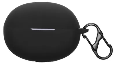 Produktbild von kwmobile Schutzhülle für Realme Buds Air 6 Hülle - TPU Silikon Case für Kopfhörer Ladecase - stoßfestes Cover mit Karabiner - Schwarz