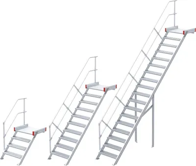 Produktbild von Euroline 511 Podesttreppe 45° 1000mm Stufenbreite 15 Stufen Stahl Gitterrost