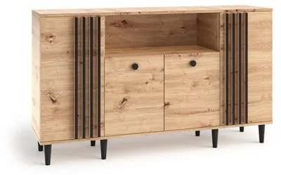 Produktbild von Masseno Kommode ARTIANO 160 cm Sideboard mit 4 Türen für Wohnzimmer Schlafzimmer Modern 160x40x92,5 cm Eiche Artisan