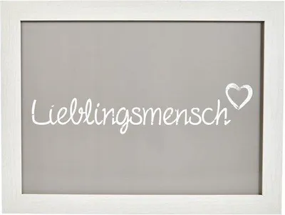 Produktbild von Famanu Tablett mit Kissen – „Lieblingsmensch“ Design – 43x32,5 cm – Grau