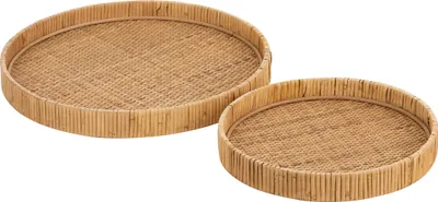 Produktbild von J-Line J-Line Tablett Rund – Serviertablett – Jute – Natur – 2 Stück