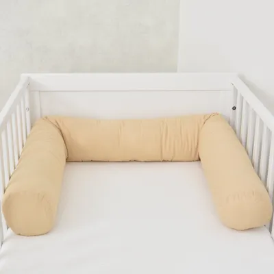Produktbild von Baby-Delux Bettschlange 180cm Nestchenschlange für Baby Bettumrandung Babybettschlange Baumwolle Beige