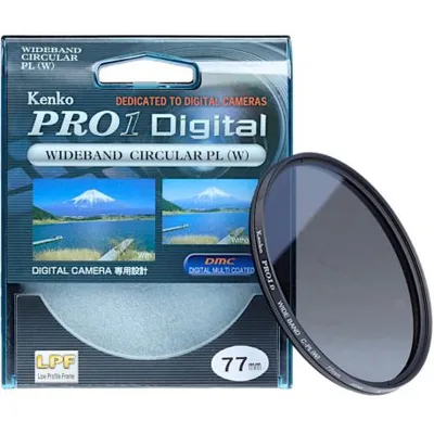 Zdjęcie produktu dla Kenko PRO1D WIDE BAND Circular PL (W), 77 mm, Okrągły filtr polaryzujący do aparatu, 1 szt.