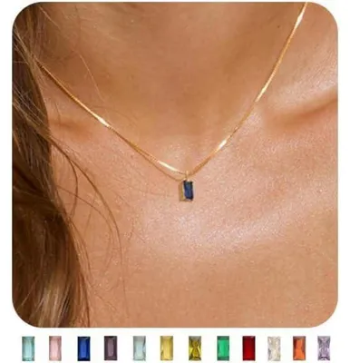Produktbild von Halskette Damen 14K Vergoldet 925 Sterling Silber mit Geburtsstein Anhänger 40+7cm Zirkonia Gold-09.September