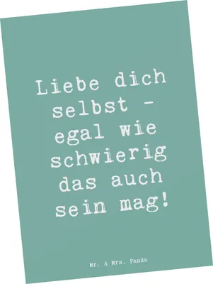 Produktbild von Mr. & Mrs. Panda Postkarte Spruch Selbstakzeptanz Liebe - Meeresbrise - Geschenk, Motivation, Ansichtskarten, Selbstvertrauen, Zitat, Perfektion, wertvoll, Ansichtskarte