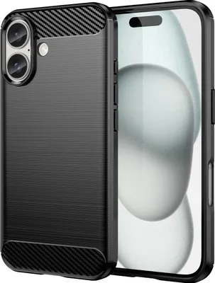 Produktbild von Mobigear Brushed Slim iPhone 16 Pro Hülle Flexibles TPU Backcover - Schwarz
