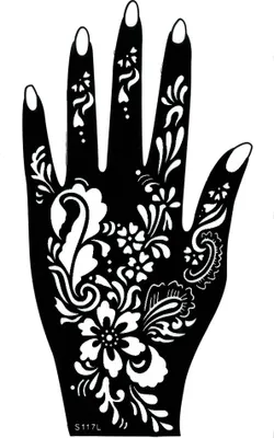 Produktbild von Henna Tattoo Schablone für die linke Hand
