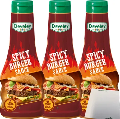 Produktbild von Develey Spicy Burger Sauce 3er Pack (3x250ml Flasche) + usy Block