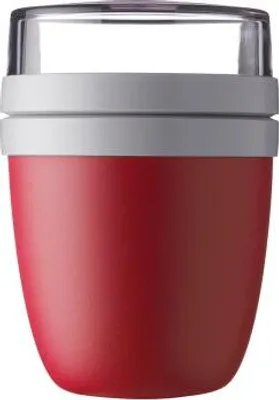 Produktbild von Mepal Müslibecher to go. praktischer Joghurtbecher to go - Unterteilung für Joghurt & Müsli - Geeignet für Gefrierschrank. Mikrowelle & Spülmaschine - 500 ml + 200 ml - Nordic Red
