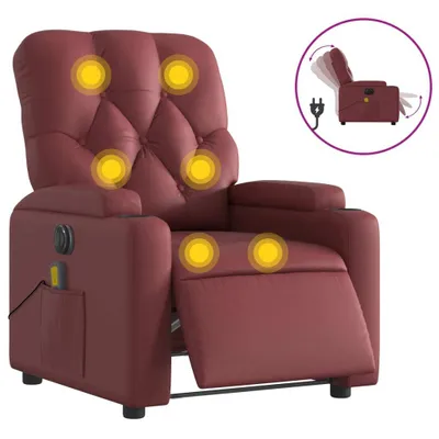 Obrázek produktu pro Elektrické masážní polohovací křeslo vínové umělá kůže