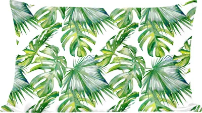 Produktbild von MuchoWow® Zierkissen Sofakissen Wohnzimmer Dekokissen 60x40 cm Bohème - Blätter - Blumen - Tropisch - Kopfkissen - Polster mit Foto
