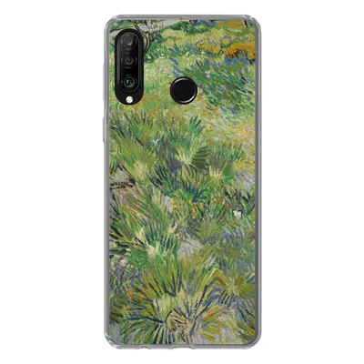 Produktbild von MuchoWow® Handyhülle Schutzhülle Hülle für Huawei P30 Lite Grasige Wiese mit Blumen und Schmetterlingen - Vincent van Gogh Silikon Softcase Handy Hülle - Handyhülle