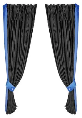 Imagen del producto de Juego de cortinas para parabrisas de camión, color negro con detalles azules