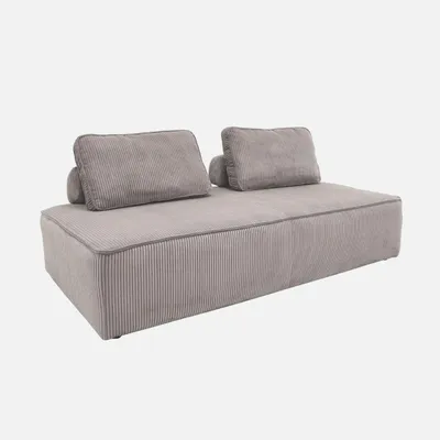 Produktbild von sweeek - 2-Sitzer Sessel für ein modulares Sofa - Cordbezug - Hellgrau