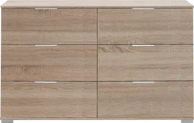 Produktbild von Schlafzimmer Kommode mit 6 Schubladen in Eiche sägerau Nb. ELSTRA-43, B/H/T ca. 130/83/41 cm