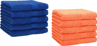 Produktbild von Betz 10 Stück Gästetücher 30x50 cm PREMIUM 100% Baumwolle Set Farbe: royalblau und orange