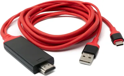 Produktbild von SYSTEM-S HDMI Y Kabel 180 cm 4K Standard Buchse zu USB 3.1 Typ C Stecker & 2.0 A Stecker