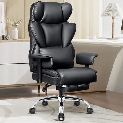 Image de Chaise de bureau - Chaise de bureau ergonomique - Chaise de bureau avec repose-pieds - Chaise de bureau avec dossier haut