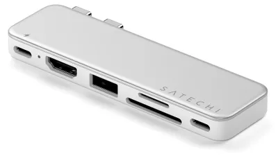 Produktbild von Satechi, USB-C Multiport Hub für MacBook Neo HDMI 4K Doppelstecker, Silber