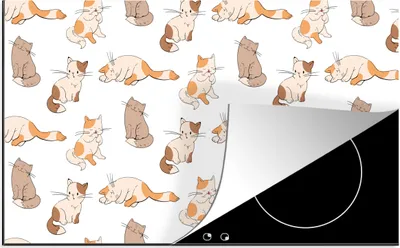 Produktbild von KitchenYeah© Herdabdeckplatte Muster - Katze - Kätzchen - Jungen - Mädchen - Kinder - Kinder , 89x51cm, Küche Deko, Glaskeramikkochfeld Herdabdeckung, Abdeckplatte fùr Kochfeld