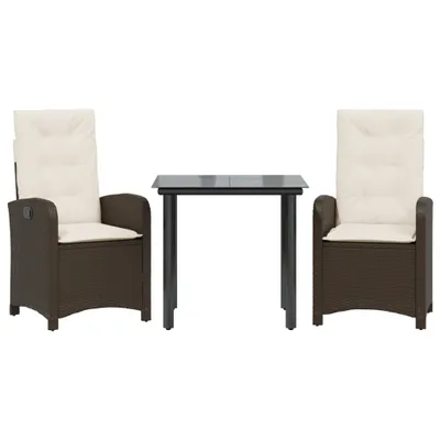 Immagine prodotto di vidaXL set da pranzo da giardino a 3 pezzi con cuscini in polirattan marrone