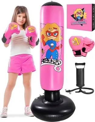 Obrázek produktu pro Nafukovací boxovací pytel pro děti ve věku 3–10 let, růžový, fitness