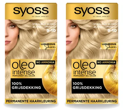 Productafbeelding van 2 x Syoss Oleo Intense haarkleuring 9-10 - Strallend blond - Zonder ammonia - Voordelige verpakking - 2 stuks