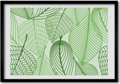 Produktbild von Bild - Bilderrahmen - 100 cm x 70 cm - MDF - Rahmen - Foto - Wandkunst Blätter-Muster