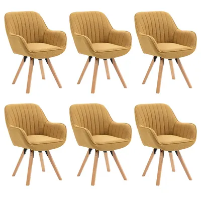 Obrázok produktu pre Meubles Cosy – sada 6 pohodlných jedálenských stoličiek zo žltej látky s otočnou funkciou o 360° – CARSON