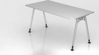 Produktbild von Schreibtisch Keijo | Grau | BxT 160x80cm | Höhe 68-76cm | stufenlos höhenverstellbar | A-förmiges Rundrohrgestell Silber | Rechteckform