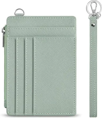 Immagine prodotto di Portafoglio RFID con portachiavi e cerniera, verde, grande, elegante, anti-skimming, compatto