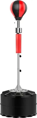 Zdjęcie produktu dla Piłka do bicia, regulacja wysokości 120-190 cm, drążek obrotowy 360°, kompletny zestaw treningowy, czarno-czerwony