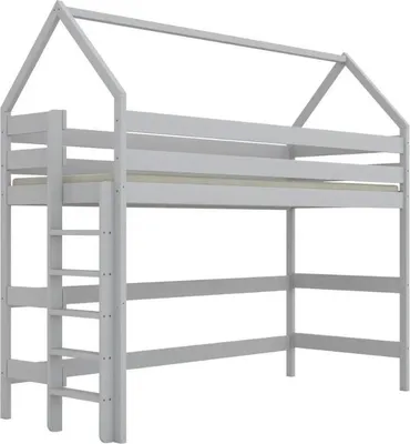 Zdjęcie produktu dla Łóżko domek na antresoli TOBI 1 200x80 białe drewniane