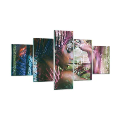 Produktbild von Bilder auf glas - frau modern - 125x70cm - Glasbilder - Wandbilder - Bilder - Kunstdruck - zum Aufhängen bereit - Wanddekoration aus Glas - Glas Bilder - Wandbild auf Glas - 5 Teile - GEA125x70-3501