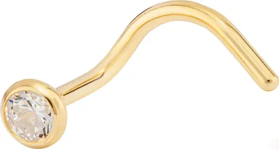 Produktbild von Nasenpiercing 750 Gold 18 Karat Nasenstecker Spirale Form 2,5mm Zirkonia Weiß