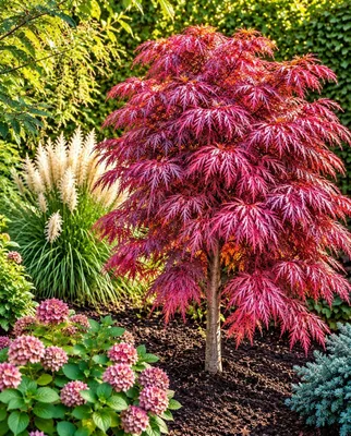Produktbild von Roter Fächerahorn Acer palmatum Dissectum Garnet Hochstamm 80 - 100 cm Ahorn