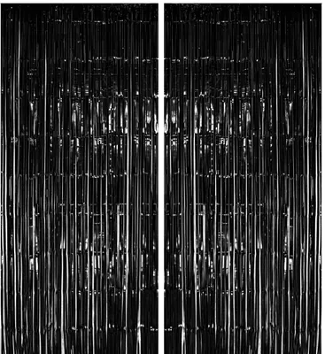 Produktbild von 2x Lametta Vorhang - schwarz - 91x244 cm
