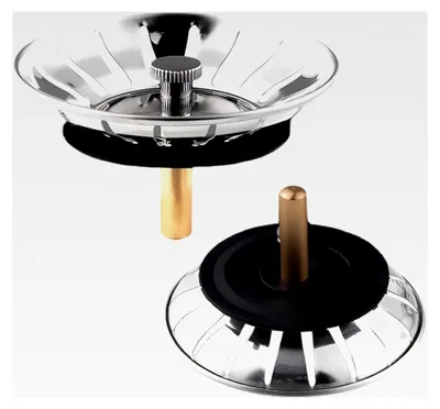 Produktbild von 2 Stück Spülensieb Edelstahl 80 mm, Siebkörbchen und Stöpsel für Küchenspüle, Abflussfilter für Spülbecken, Einfache Montage