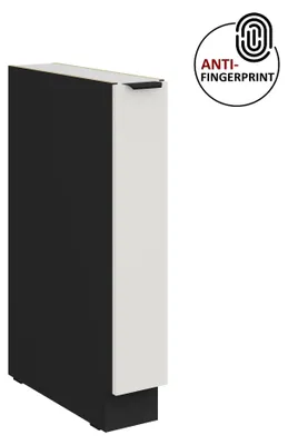 Produktbild von Küchen Unterschrank Schrankauszug 15 cm Küche ARIA Weiss ultra matt + Schwarz matt, hochwertige Fronten mit Anti Fingerprint Beschichtung Küchenzeile Küchenblock